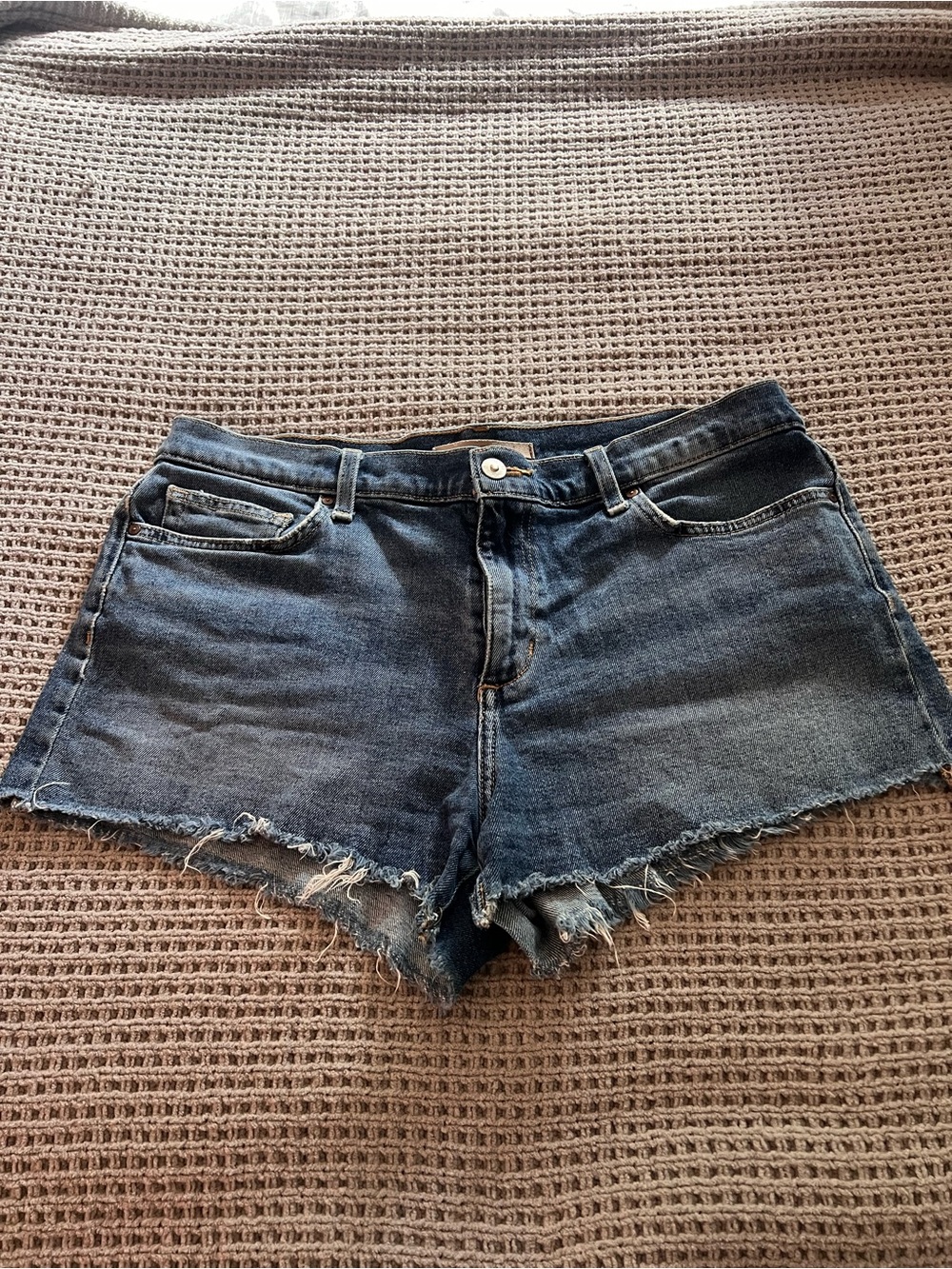 Joe's Jeans Dark Blue Frayed Hem Denim Shorts
